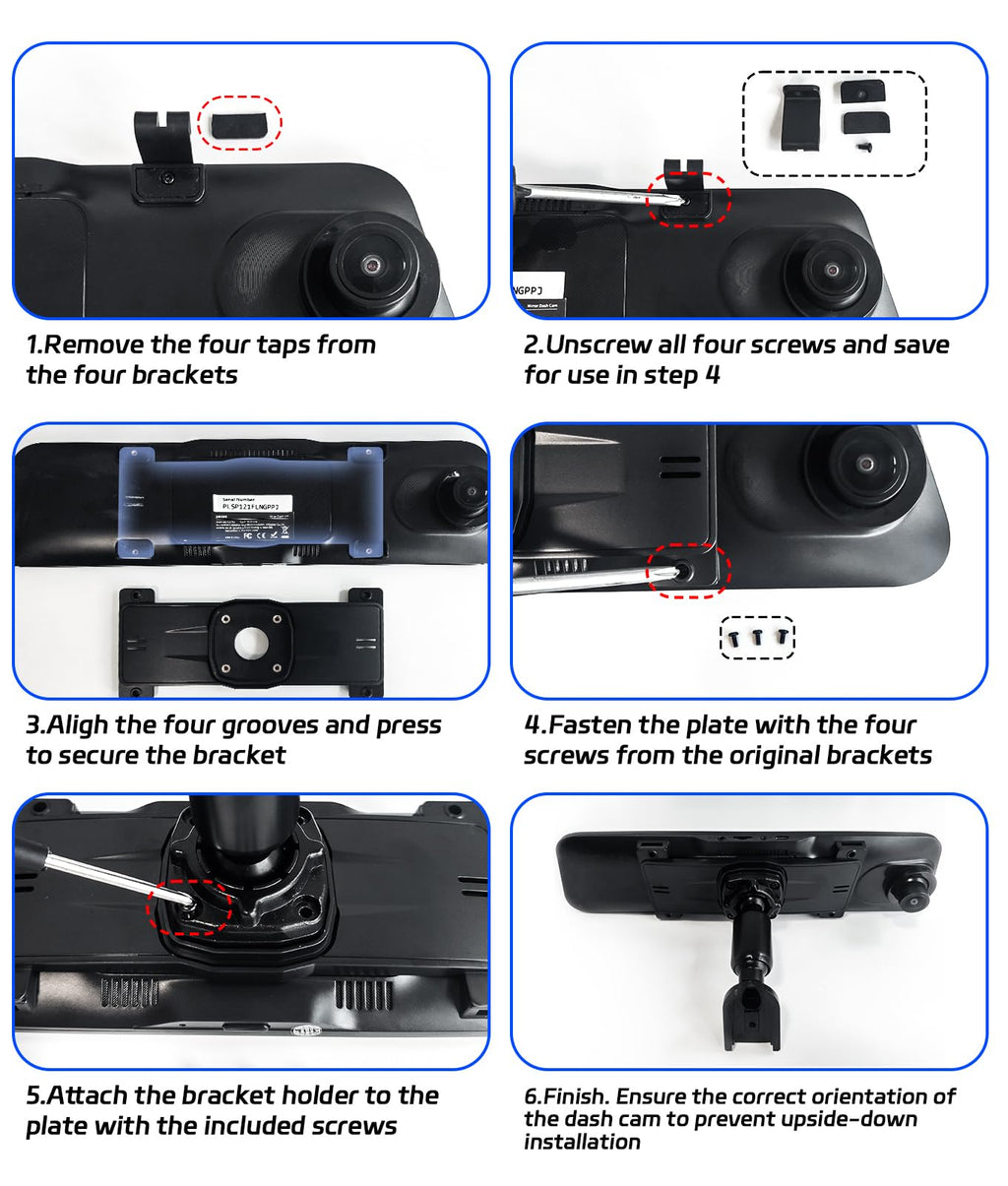 Pelsee 12-Inch Mirror Dash Cam Mount Bracket