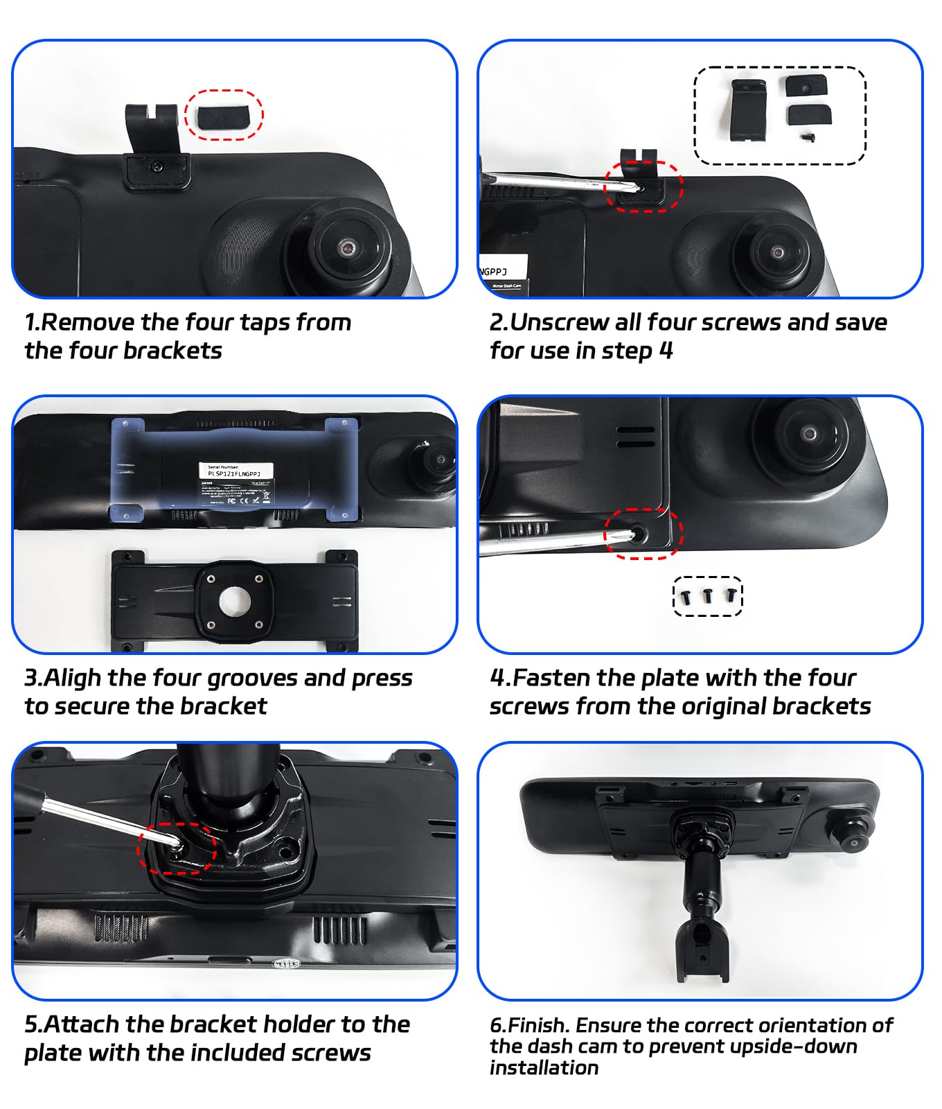 Pelsee 12-Inch Mirror Dash Cam Mount Bracket