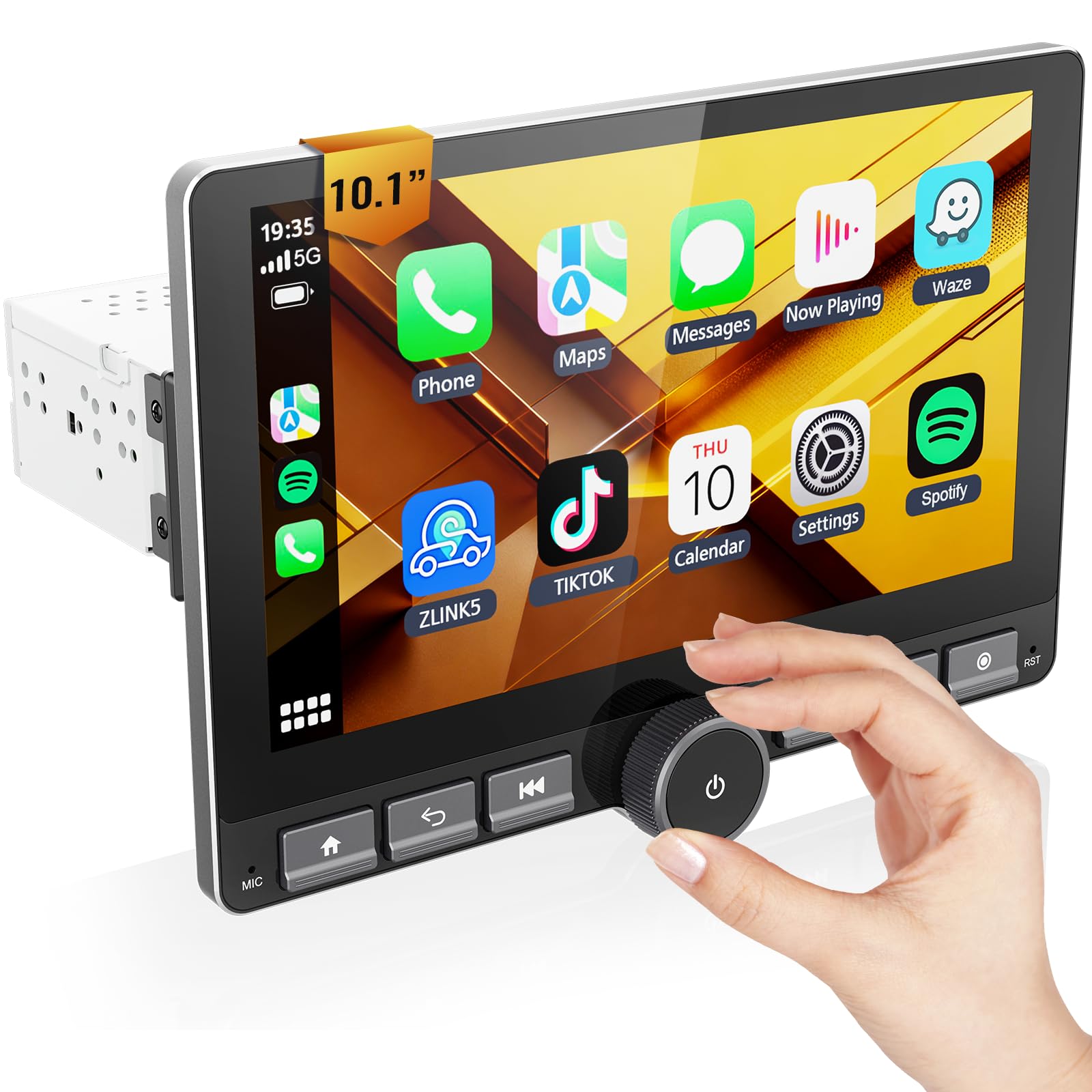 Huadio 10.1-Inch Rotatable Android Single Din Stereo