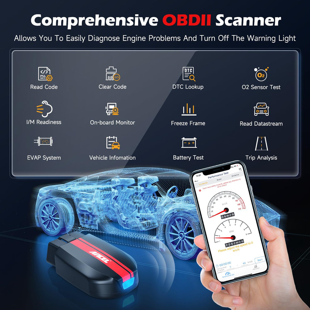 ANCEL BD200 Bluetooth OBD2 Scanner with Battery Test
