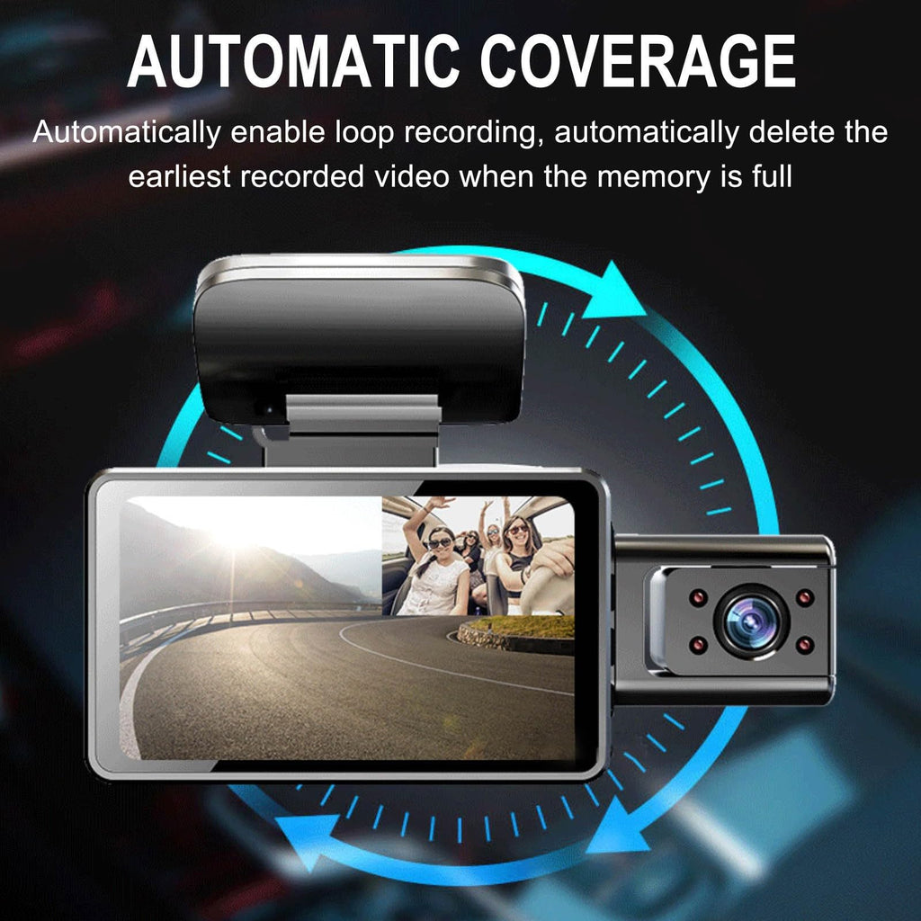 1080P Front and Rear Dual Dash Cam with 3-Inch Screen