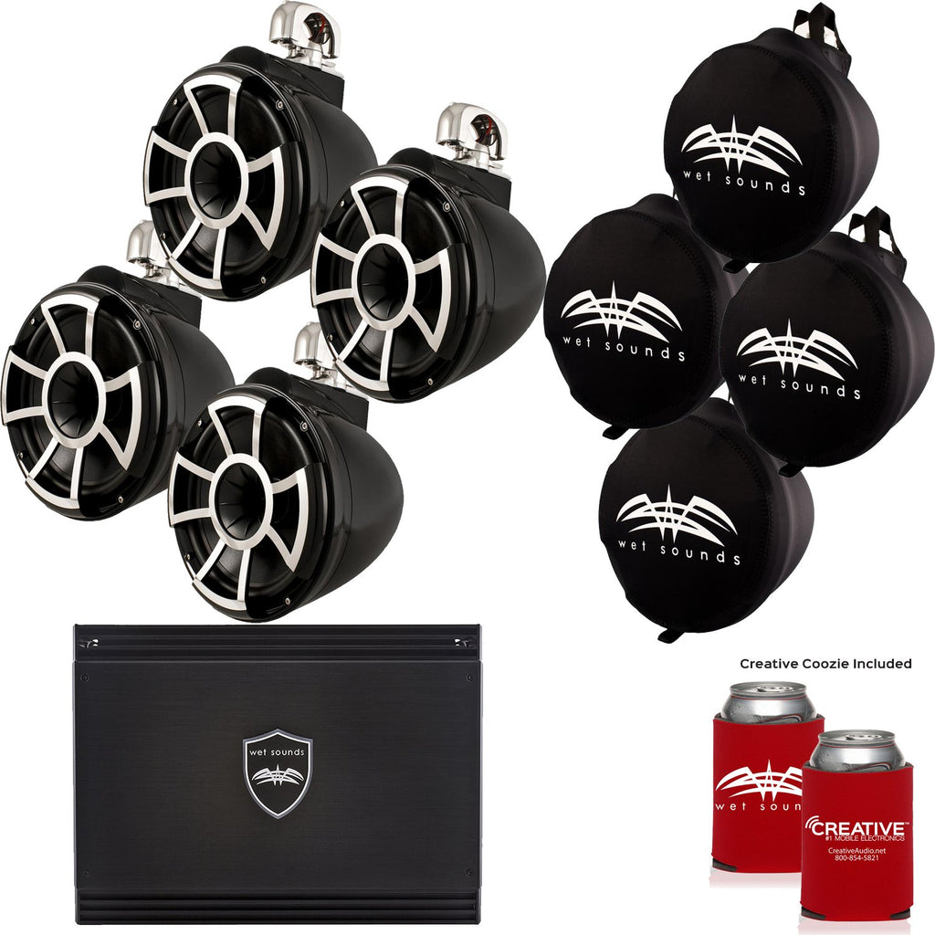 Wet Sounds REV 10 Two-Pair Tower Speaker Amp Bundle