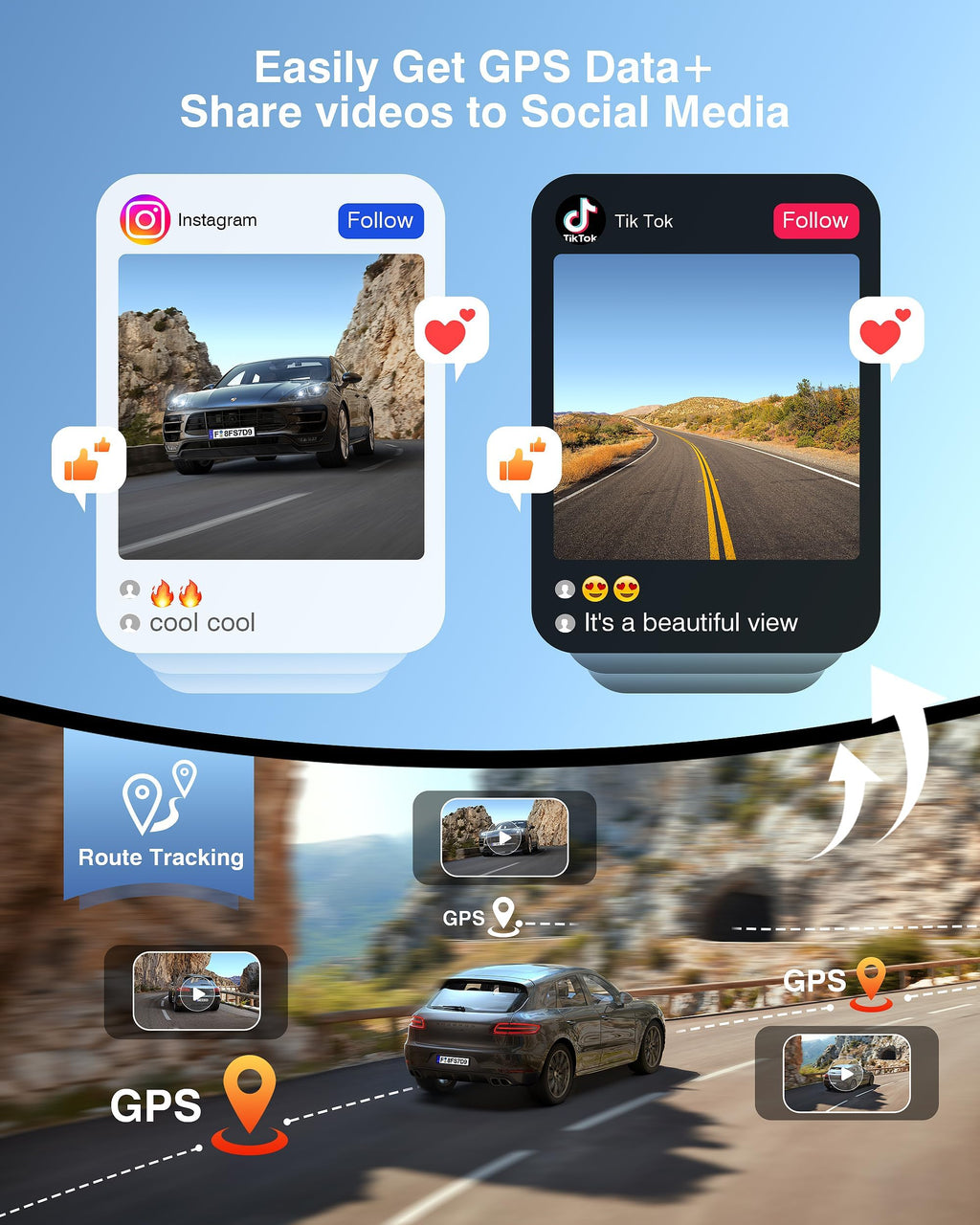 FAIMEE 4K+2K Front and Rear Dash Cam for Cars