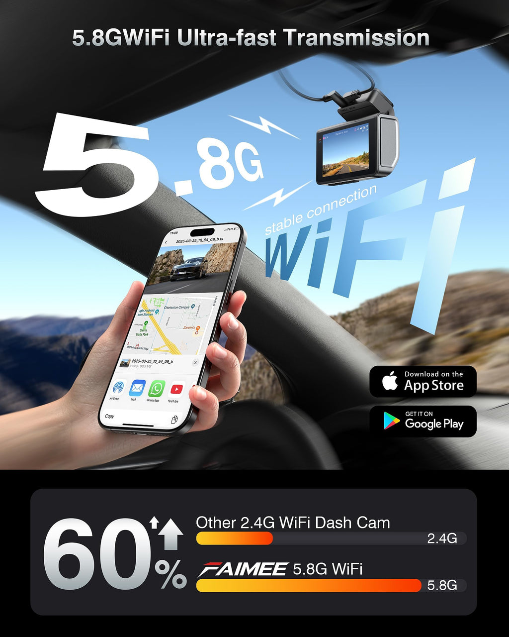 FAIMEE 4K+2K Front and Rear Dash Cam for Cars
