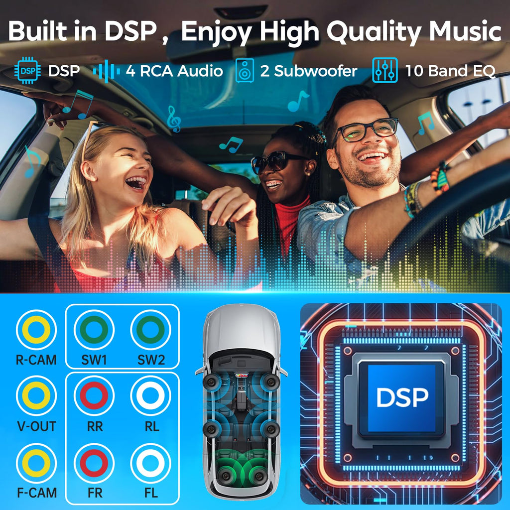 Kissound Wireless CarPlay Android Auto Stereo with Camera