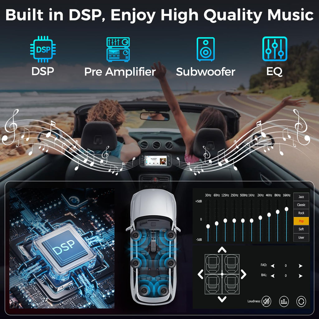 Kissound 7-Inch Wireless CarPlay Android Auto Stereo