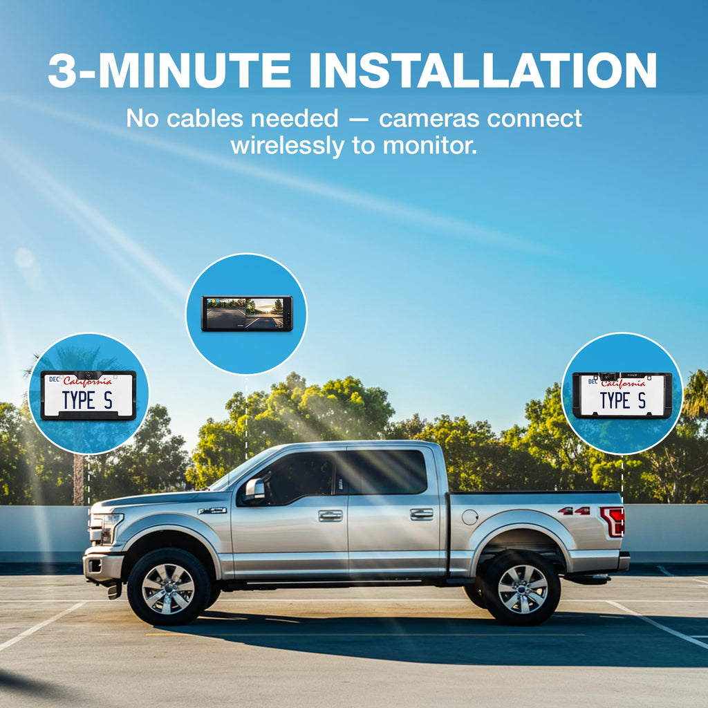 Type S Solar Wireless Dual Backup Camera with Monitor