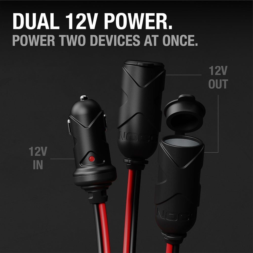 NOCO GC020 12V Plug 2-Way Splitter in Red and Black