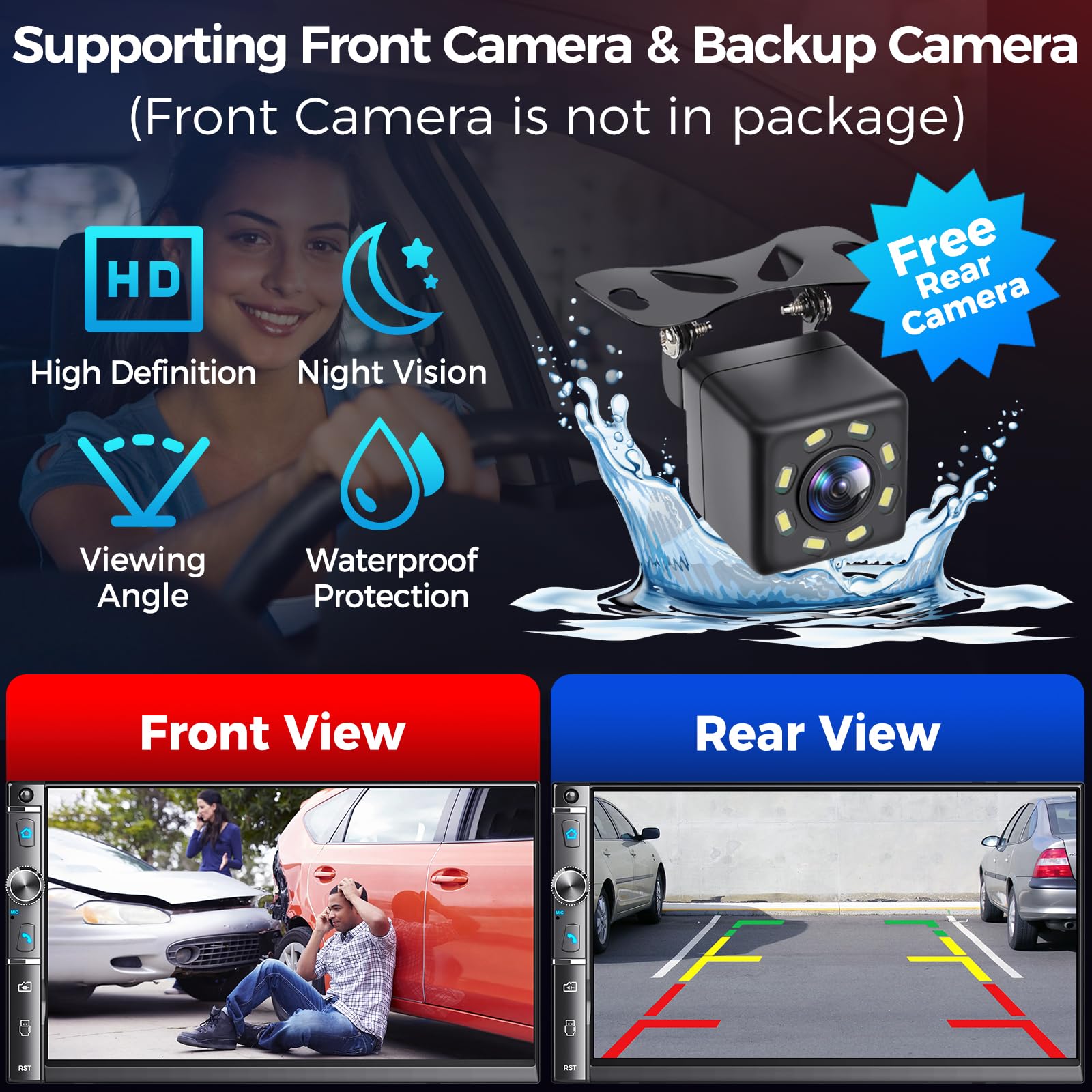 Kissound 7-Inch Wireless CarPlay Android Auto Stereo
