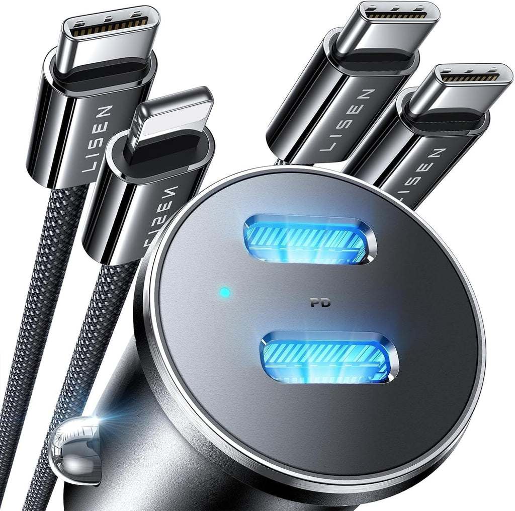 LISEN 90W Dual USB-C PD Fast Car Charger Adapter