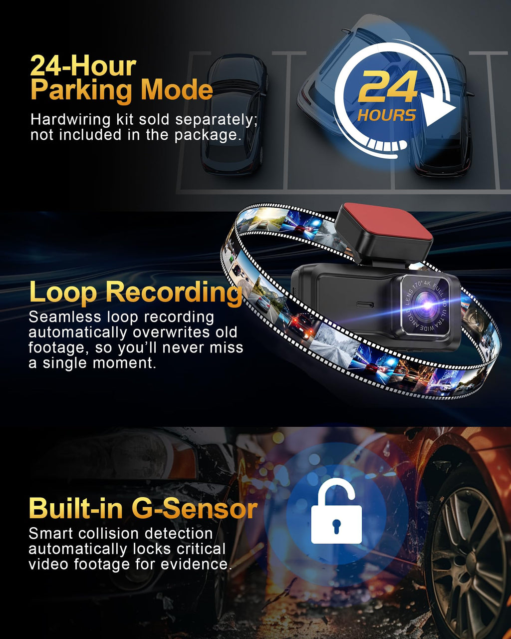 4-Channel 4K 360° Dash Cam with STARVIS 2 Night Vision