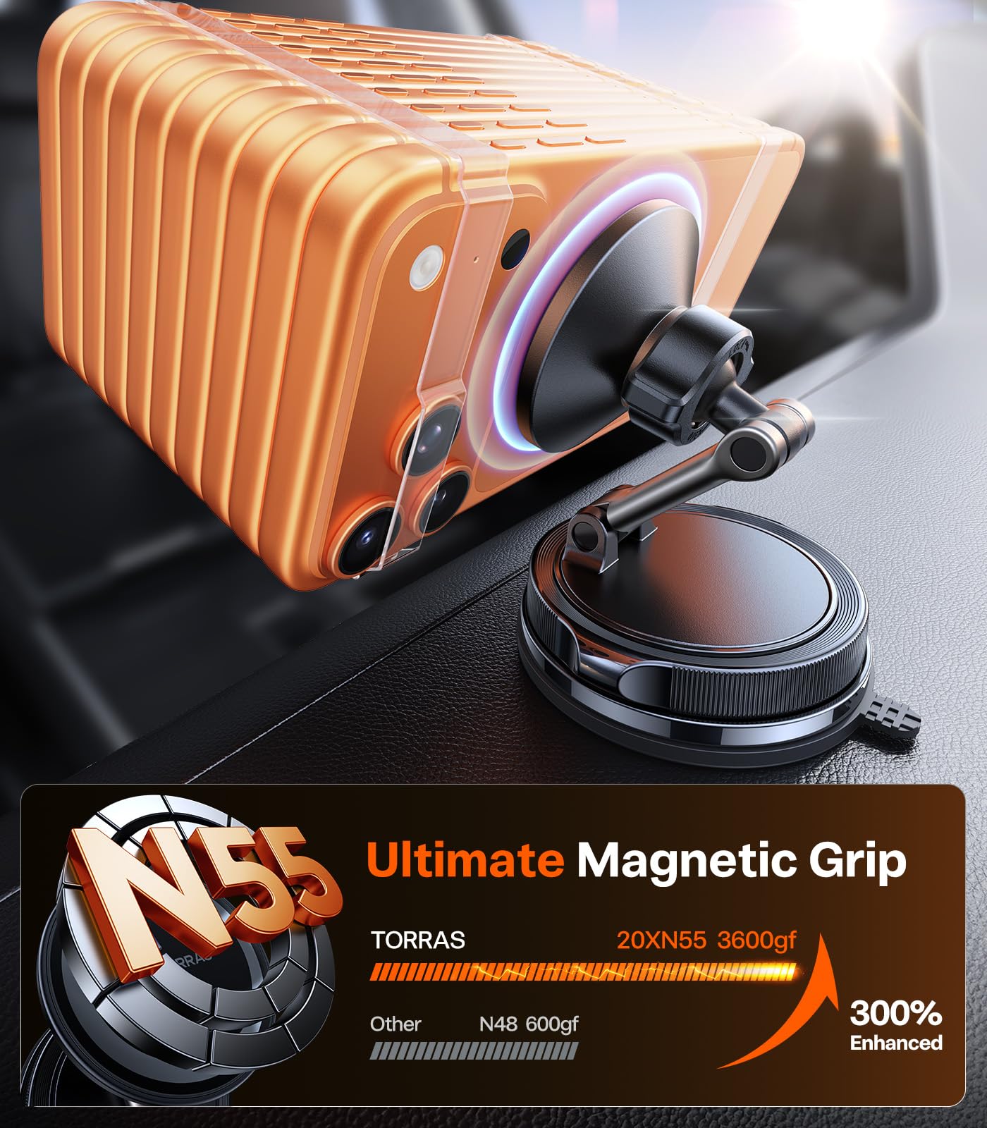 TORRAS 2026 MagSafe Vacuum Car Mount with 360° Holder