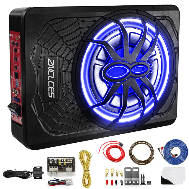 Znclces 10-Inch 1200W Slim Under Seat Powered Subwoofer